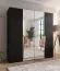 Armoire à portes battantes / 2 portes à miroir / Couleur : Noir / 2 compartiments / Soft-Close / 2 tringles à vêtements / Poignées : Or / Dimensions : 200 x 52 x 202 cm / Penderie / Chants ABS