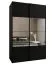 Penderie / Armoire à portes coulissantes / Couleur : Noir / 245,5 x 160 x 64 cm / 2 portes coulissantes / 2 tringles à vêtements / 11 compartiments / Soft-Close / Miroir