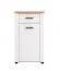 Vestiaire lumineux - Ensemble C Banat, 5 pièces, Couleur : Blanc mat / Chêne artisan, une armoire vestiaire, un miroir, une commode, une armoire à chaussures et une penderie avec quatre crochets