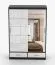 Armoire penderie 1,5 m | Lusatian 02 | Blanc/Noir | Miroir | 6 compartiments | 2 tiroirs | 2 portes | 218 x 150 x 61
