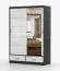 Armoire penderie 1,5 m | Lusatian 02 | Blanc/Noir | Miroir | 6 compartiments | 2 tiroirs | 2 portes | 218 x 150 x 61