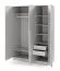 Armoire à 3 portes / Couleur : Gris platine / avec 2 tiroirs / 1 tringle à vêtements / 150 x 61 x 210 cm / 6 étagères / Chants en ABS / Edegem 02
