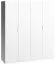 Armoire | 4 portes battantes | 3 tiroirs | 9 casiers | avec 3 tringles à vêtements | 180 cm de large | Couleur: Blanc Abbildung