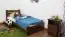 Lit d'enfant / lit de jeunesse en bois de pin massif, couleur noyer A24, sommier à lattes inclus - Dimensions 90 x 200 cm 