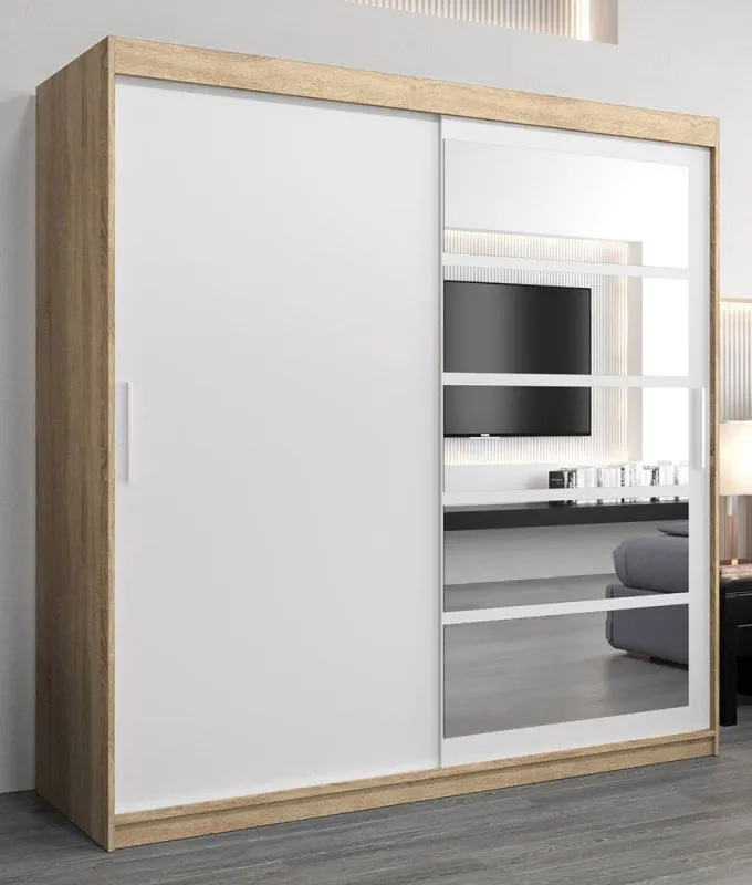 2 mètres de large Armoire avec 2 portes | Couleur: Chêne Sonoma  / Blanc Abbildung