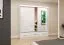 Armoire penderie portes coulissantes avec miroir | Blanc brillant | Lusatian 14 | 218 x 203 x 61 cm | 2 portes, 3 tiroirs, 12 compartiments