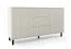 Commode / 2 portes battantes / Cachemire / 3 tiroirs / 4 compartiments / Dimensions : 150 x 40 x 82 cm / Face à lamelles / Finition de qualité / Fonction push-to-open