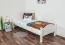 Lit simple / lit d'appoint en hêtre massif, blanc 113, sommier à lattes inclus - 80 x 200 cm (L x l)