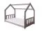 Lit cabane enfant 80 x 160 cm | Pin massif gris laqué | Sommier inclus
