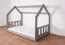 Lit cabane enfant 80 x 160 cm | Pin massif gris laqué | Sommier inclus