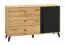 Commode Lassila 05, Couleur : Chêne Artisan / Noir - Dimensions : 83 x 138 x 40 cm (H x L x P), avec une porte, 3 tiroirs et 2 compartiments