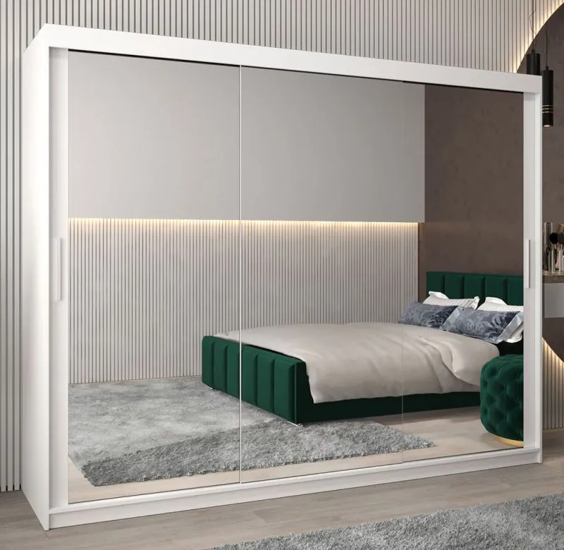250 cm de large Armoire avec 10 casiers et 3 portes | Couleur: Blanc Abbildung