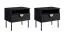 Table de chevet Amfipoli 09, lot de 2 | Soft-Close | 1 tiroir & niche ouverte | Noir effet bois | 45,5 x 50 x 43,5 cm