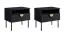 Table de chevet Amfipoli 09, lot de 2 | Soft-Close | 1 tiroir & niche ouverte | Noir effet bois | 45,5 x 50 x 43,5 cm