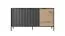 Commode à six compartiments Fouchana 10, Couleur : Noir / Chêne artisan - Dimensions : 81 x 153 x 39,5 cm (H x L x P), avec trois portes