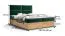 Elégant lit boxspring avec espace de rangement Pilio 33, Couleur : Vert / Chêne Golden Craft - Surface de couchage : 140 x 200 cm (l x L)