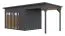 Tonnelle de jardin / Anthracite / toit rapporté / grande fenêtre panoramique incluse / surface au sol : 13,08 m² / plancher inclus / pool house / toit plat / construction par éléments / bonheur solaire 02