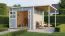 Abri de jardin / 19 mm maison de jardin en éléments / incl. toit rapporté / surface au sol : 9,18 m² / laqué gris clair / incl. plancher / toit plat / Freiberg 03