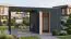 Abri de jardin Lounge Frankfurt 01 avec extension de toit | Abri de jardin modulaire | Panneaux de façade en HPL | Blanc / Anthracite | Toit en pente | Surface au sol : 10,5 m²