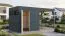 Abri de jardin Lounge Frankfurt 01 avec extension de toit | Abri de jardin modulaire | Panneaux de façade en HPL | Blanc / Anthracite | Toit en pente | Surface au sol : 10,5 m²