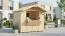 Kiosque / Sol inclus / Naturel / Stand de vente / Maisonnette de vente / Surface au sol : 4,33 m² / Rêve de soleil 02 / Toit à deux versants / Porte encadrée de bois massif