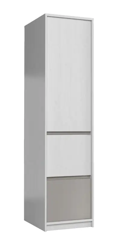 Armoire à portes battantes / armoire Alwiru 06, couleur : blanc pin / gris - 197 x 50 x 44 cm (h x l x p)