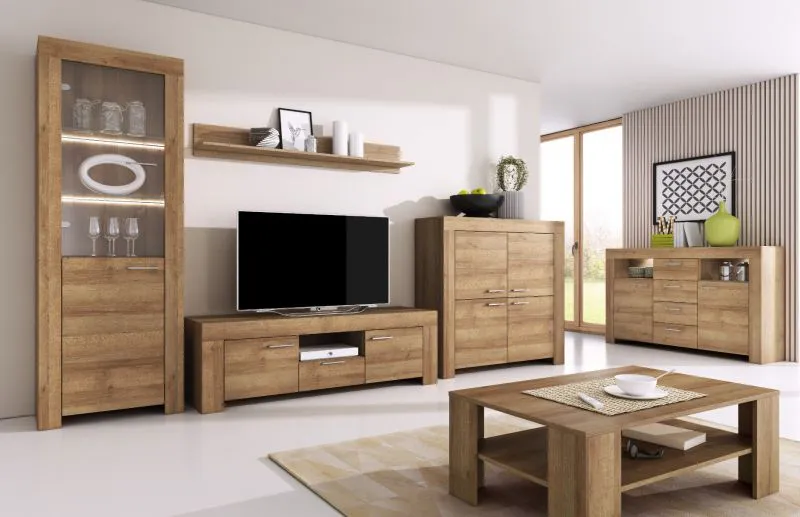 Salon complet - Ensemble A Totnes, 6 pièces, Couleur : Chêne Riviera