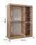 Armoire portes coulissantes Jan 03B avec miroir | Noir/Blanc mat | 200 x 150 x 62 cm