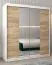 Armoire à portes coulissantes Bisaurin 4B avec miroir | Blanc mat & chêne Sonoma | 200 x 180 x 62 cm