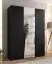 Armoire à portes battantes / Penderie / Couleur : Noir / 1 porte à miroir / Poignées : Noir / 2 compartiments / Soft-Close / 2 tringles à vêtements / Dimensions : 150 x 52 x 202 cm / ABS