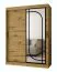 Armoire à portes coulissantes / Penderie à vêtements / Couleur : Chêne artisan / 150 x 62 x 200 cm / 2 tringles à vêtements / Système de glissières fiable / 5 compartiments / Miroir décoratif