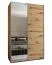 Penderie/ Armoire à portes coulissantes / 245,5 x 160 x 64 cm / 2 tringles à vêtements / Soft-Close / Miroir / Couleur : Chêne Artisan / 2 portes coulissantes / 11 compartiments