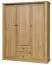 Armoire portes battantes Matam 03 | chêne | 200 x 165 x 54 cm | 3 portes, 2 tiroirs, 5 étagères