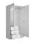Armoire / 3 tiroirs / Couleur : Blanc / 1 porte battante / 1 porte miroir / 1 tringle à vêtements / Dimensions : 101 x 58 x 200,5 cm / Armoire à portes battantes / Design moderne