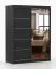 Armoire coulissante Bucegi 32 | Miroir intégré | 200 x 150 x 61 cm | Noir élégant | 2 portes, 6 compartiments