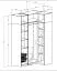 Armoire d'angle ouverte / 11 compartiments / Couleur : Chêne Puccini / 1 tringle à vêtements / 7 étagères en bois / Dimensions : 108,5 x 55 x 234 cm / 2 paniers à linge / Design universel
