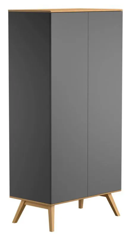 Armoire penderie Naema 08 | Gris & Chêne | 208 x 100 x 58 cm | Design moderne & rangements pratiques