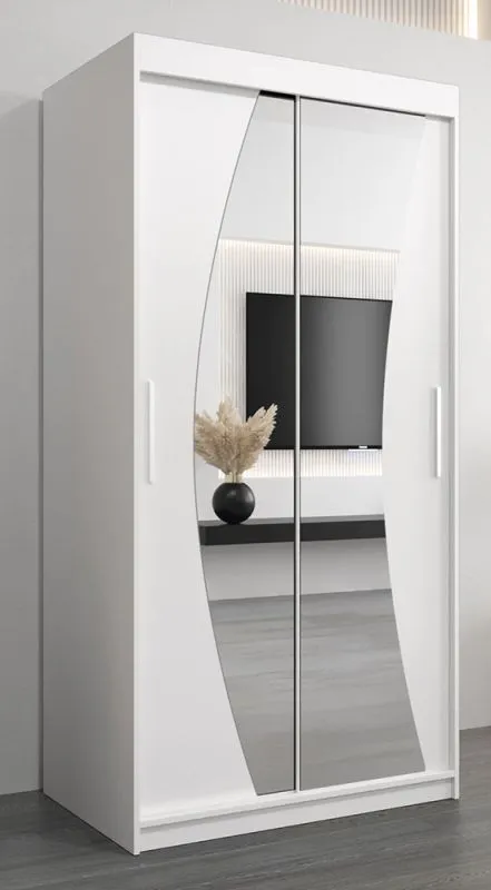1 mètre de large Armoire avec 2 portes | Couleur : Blanc Abbildung