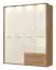 Armoire à portes battantes / Penderie avec cadre LED Gataivai 56, Couleur : Beige brillant / Noyer - Dimensions : 224 x 182 x 56 cm (H x L x P)