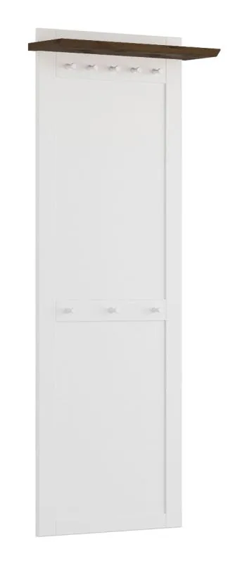 Penderie Gimone 13 | Blanc/Tabac | 210 x 63 x 22 cm | 8 crochets | Pin finlandais | Pour entrée