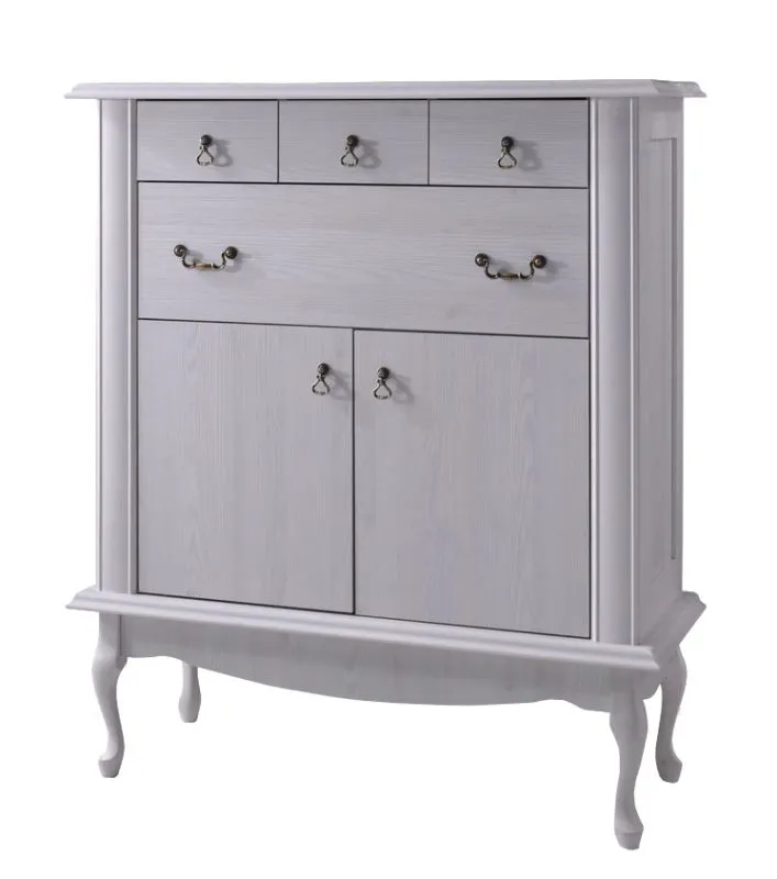 Commode Bignona 10 | Pin blanc | 125 x 105 x 47 cm | 2 portes, 4 tiroirs | Design rustique