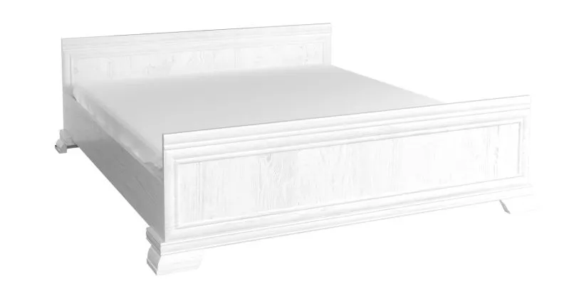 Lit double Sentis 26, Couleur : Pin blanc - 160 x 200 cm (l x L)