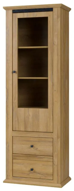 Vitrine Matam 04 chêne | 200 x 70 x 40 cm | Élégance rustique & fonctionnalité