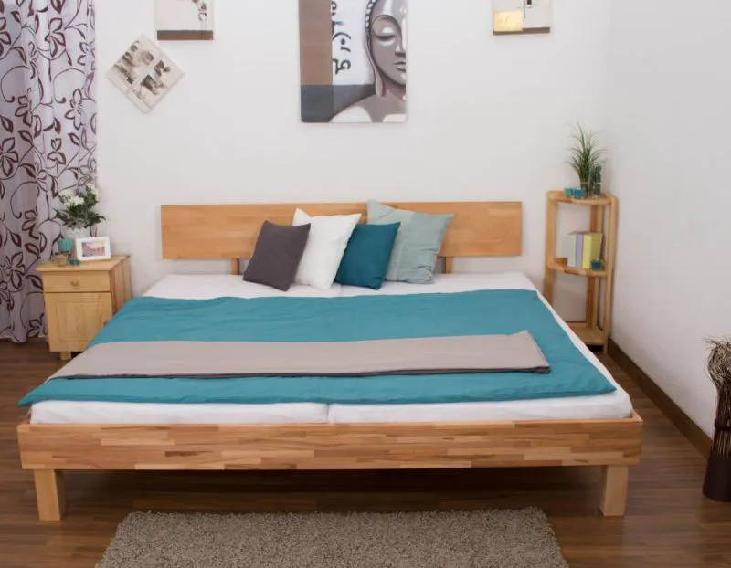 Bois massif Lit Coeur de Hêtre 200 x 200 cm huilé Abbildung