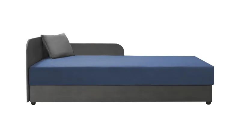 Lit d’appoint / Banquette Lobatos 79 | 80 x 195 cm | Gris/Bleu | Bonell | Coffre intégré | Tête à gauche