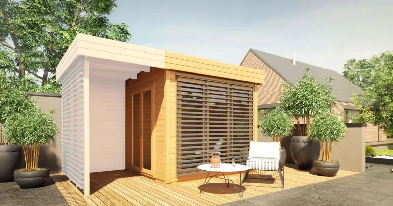 Abri de jardin Nefud 28 mm, Couleur : Chêne / Anthracite - dimensions extérieures (l x p) : 254 x 254 cm