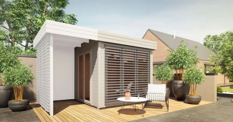 Abri de jardin Nefud 28 mm, Couleur : Gris / Anthracite - dimensions extérieures (l x p) : 254 x 254 cm