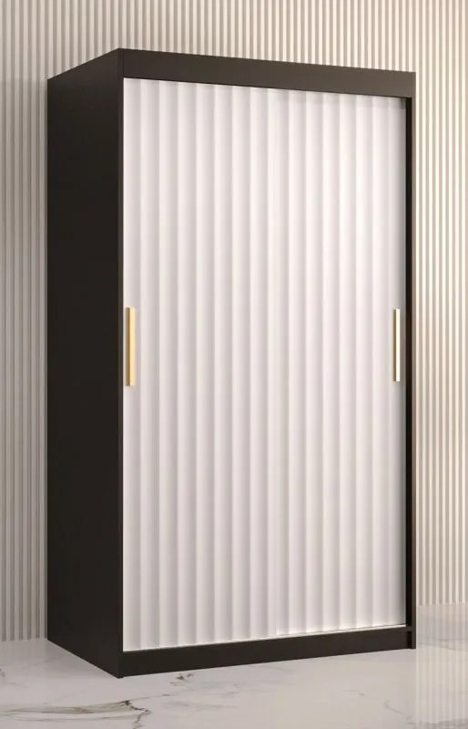Armoire à cinq casiers Balmenhorn 51, Couleur : Noir mat / Blanc mat - Dimensions : 200 x 100 x 62 cm (h x l x p), avec grand espace de rangement