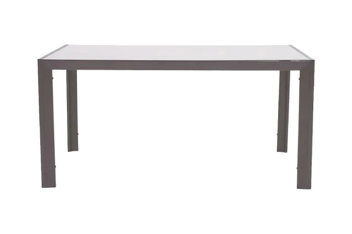 Table de jardin avec plateau en verre Miami en aluminium - Couleur : aluminium gris, Longueur : 1500 mm, Largeur : 900 mm, Hauteur : 720 mm