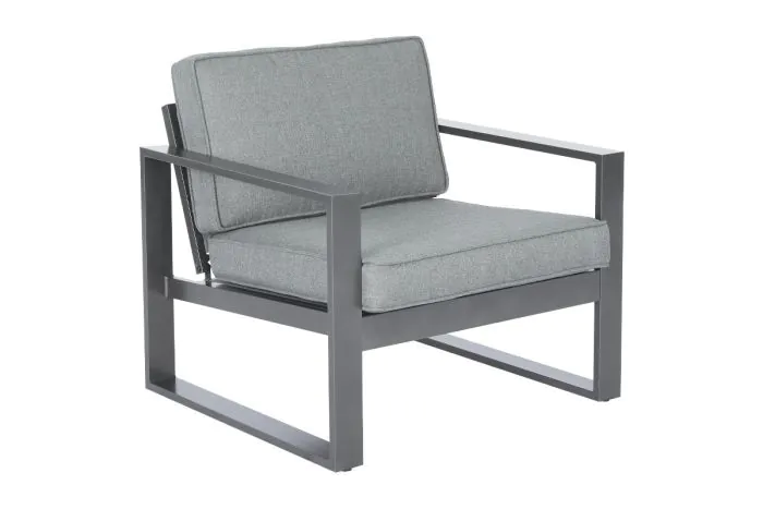 Chaise de jardin Madrid en aluminium - Couleur : aluminium gris, profondeur : 780 mm, largeur : 850 mm, hauteur : 700 mm, hauteur d'assise : 330 mm